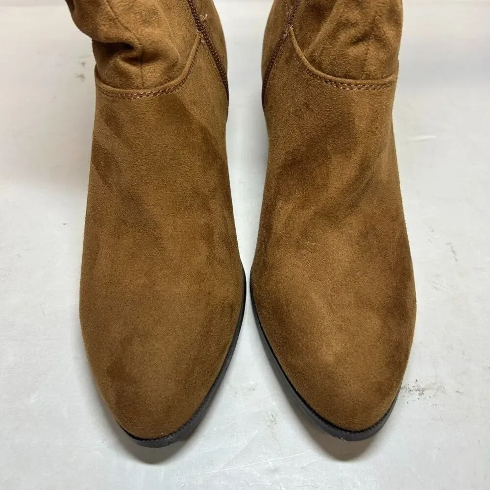 Style & Co. Womens 6.5 M Cognac Brown Faux Suede Slouch Mid Calf Boots NIB QI3